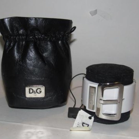 Dolce & Gabbana White Dense Lucite Plastic Chrome NWT