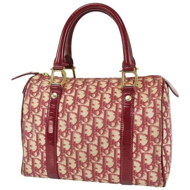 Dior Red Trotter Print Coated Canvas And Leather Satchel