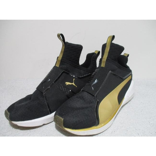 Puma Black And Gold Edgy White Signature Logo Sneakers Size Eu