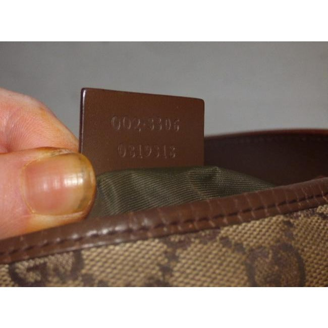 Gucci Jackie Vintage Style Shoulder Purse Brown Large G Logo Print Leather Canvas Hobo Bag