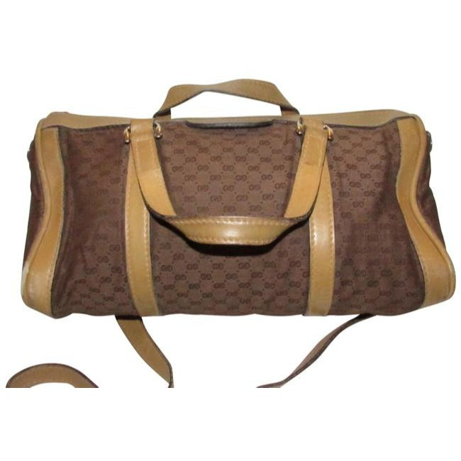 Gucci Boston Bag Guccissima Two Way Brown Micro G Print Canvas And Leather Satchel