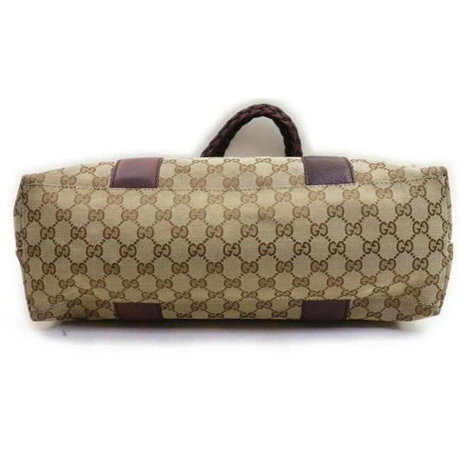 Gucci Bar Shoulder Bag Print Canvasleather With Bamboo Chrome Accents Brown Guccissima Canvas And Le