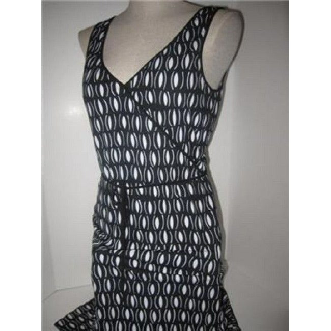 Laundry By Shelli Segal Black And White Mod Diamond Print Knee Length Short Dress