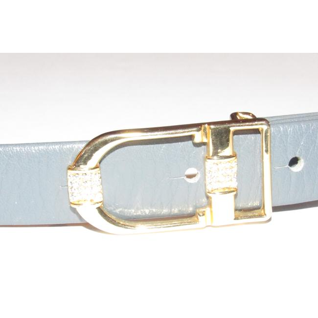 Dior Grey Leather Belt With CD Buckle w Crystals
