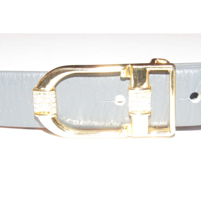 Dior Grey Leather Belt With CD Buckle w Crystals