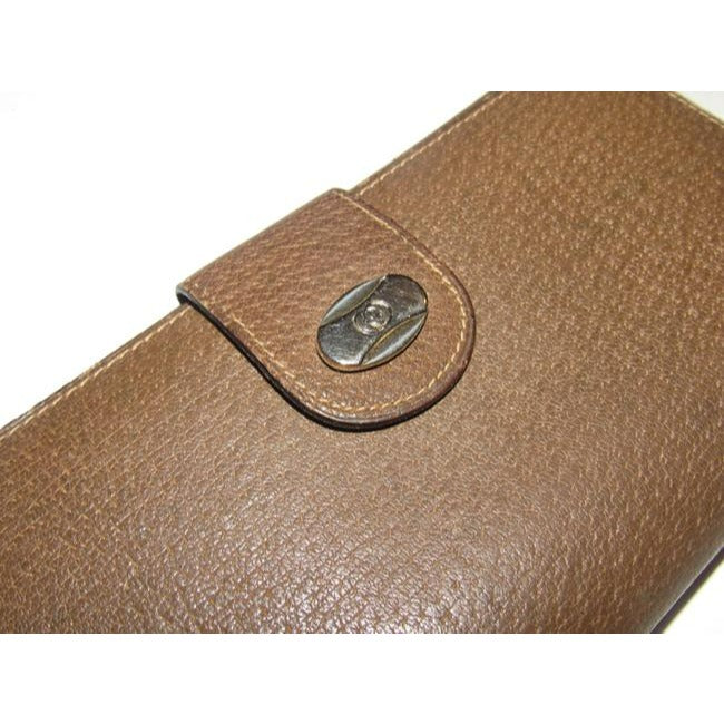 Gucci Brown Leather Two-Tone Clasp Collection Continental Wallet