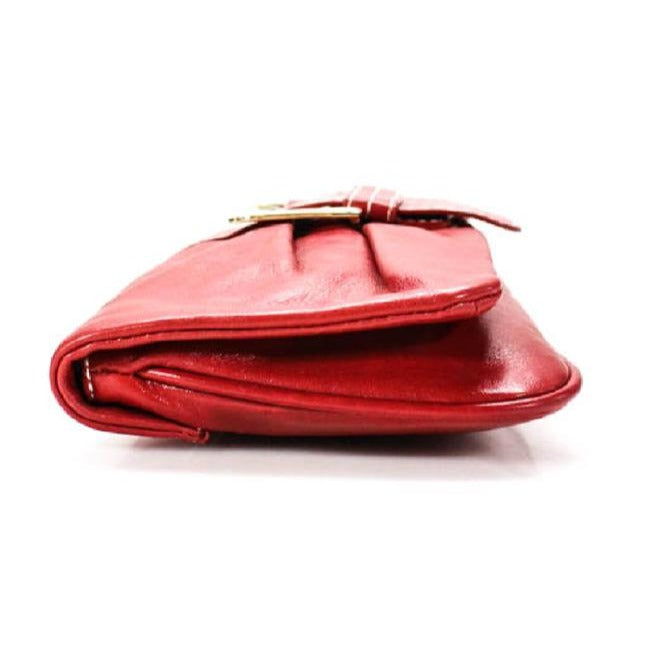 Ted Baker Pursesdesigner Purses True Red Leather With Large Chrome Buckle Clutch