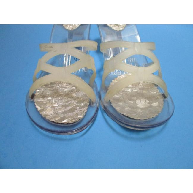 White Stag Jelly Clear Glitter Open Toe Sandals Mulesslides Size Us