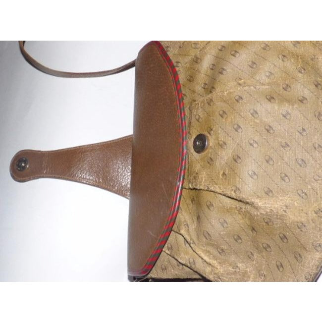 Gucci Vintage Coated Canvas Leather In Browns With Red Green Cross Body