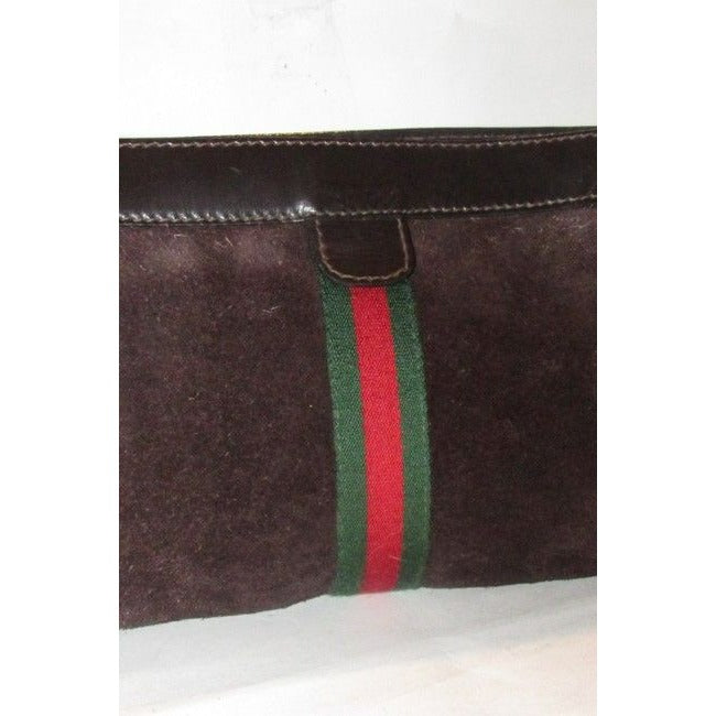 Gucci Vintage Accessory Collection Purses Brown Suede And Leather Clutch