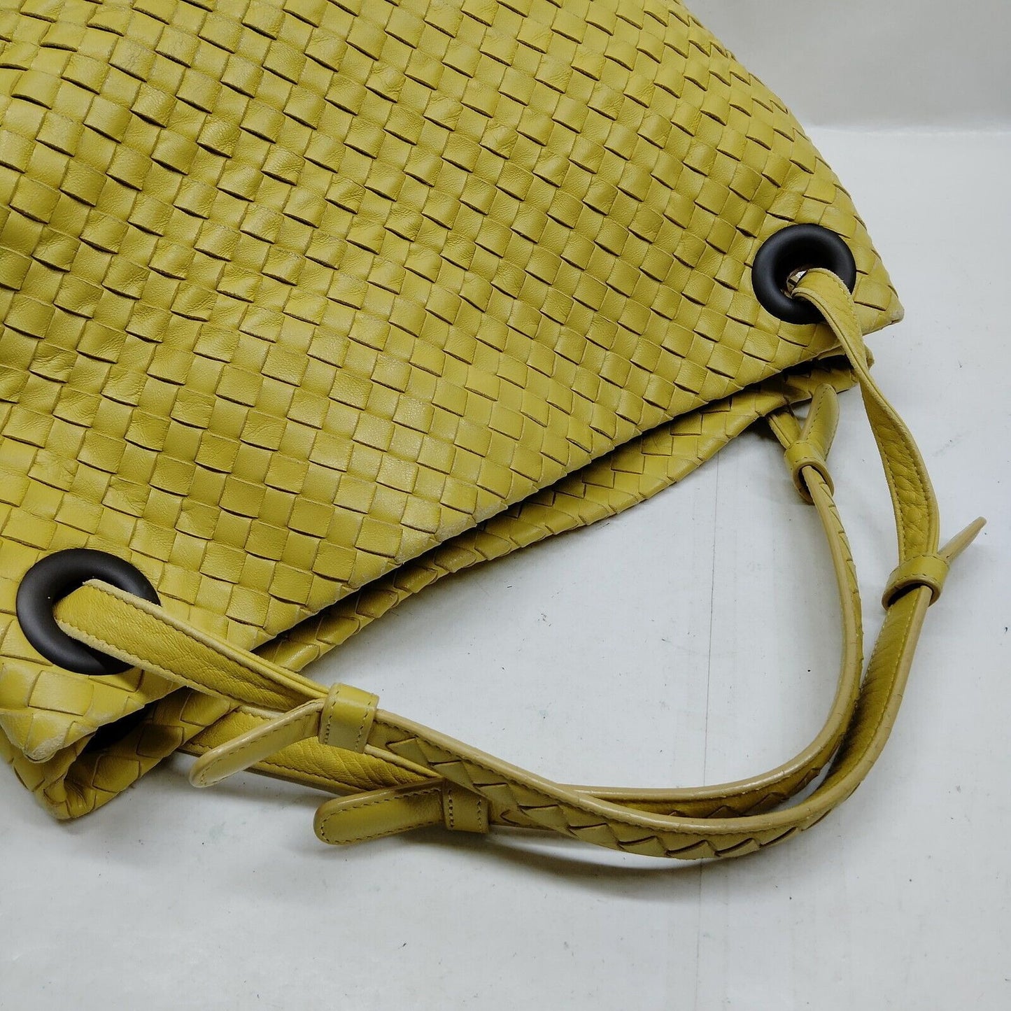 Bottega Veneta intrecciato yellow leather XL tote style purse