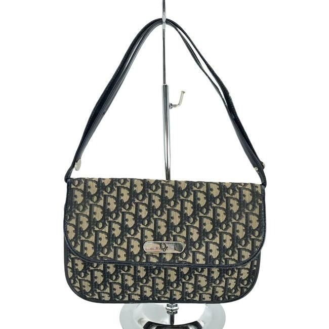 Dior Black & Ivory Trotter Print Canvas 2Way Shoulder Bag