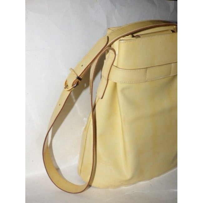 Salvatore Ferragamo Vintage Pursesdesigner Purses Pale Yellow Patent Leather Satchel