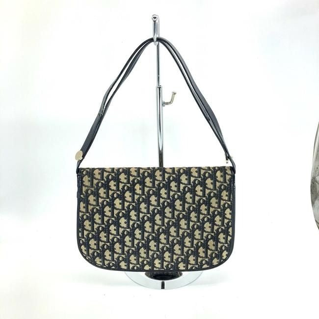 Dior Black & Ivory Trotter Print Canvas 2Way Shoulder Bag