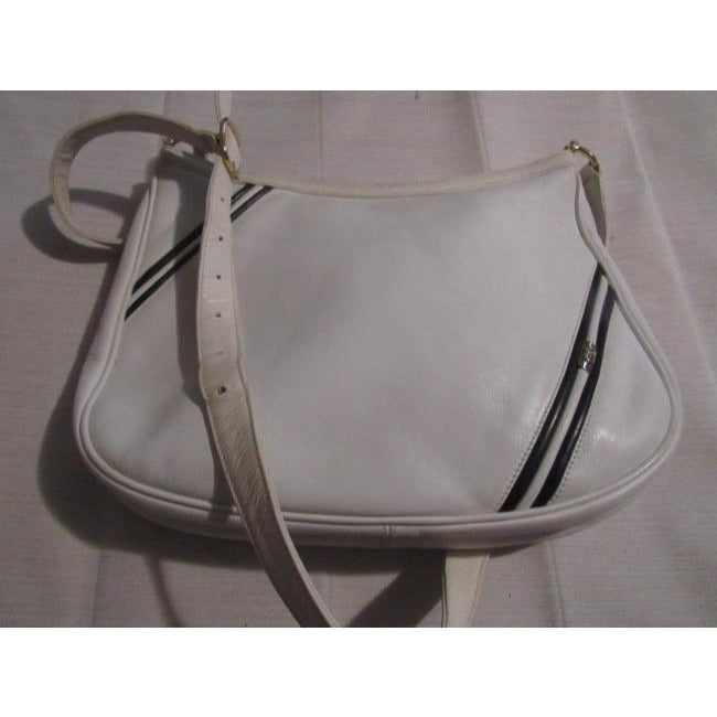 Gucci Gg Supreme Hobo With Dimensional Diagonal White Leathernavy Stripes Shoulder Bag