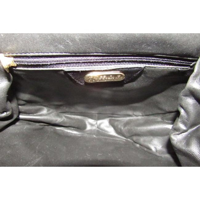 Fendi Shoulder Clutch Two Way Or Dark Navy Blue Suedegold Leather Cross Body Bag