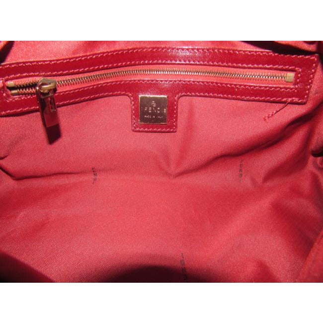 Fendi Shoulder Pursesdesigner Purses Dark Red Zucchinorose Gold Canvas And Leather Satchel