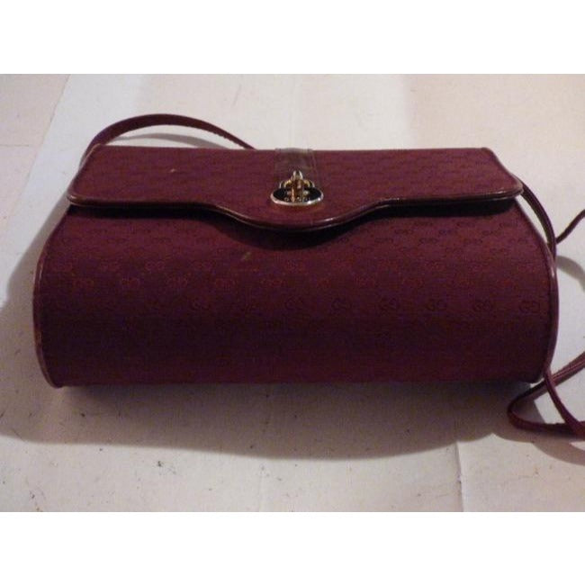 Gucci Vintage Pursesdesigner Purses Burgundy With Small G Logo Print Canvasleather And Shoulder Bag