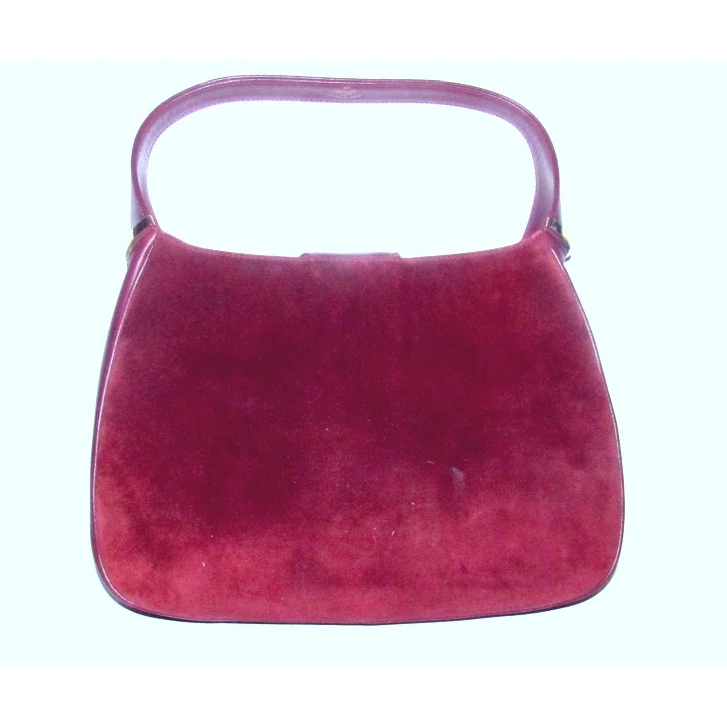 Rare, vintage, Gucci, burgundy leather & suede, unique, 1961 Jackie, hobo style shoulder bag with a two-tone piston closure & flap top