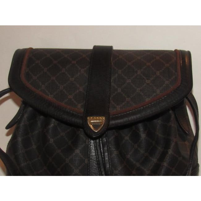 Bally Vintage Pursesdesigner Purses Brown And Black Logo Print Coated Canvas Leather Cross Body Bag