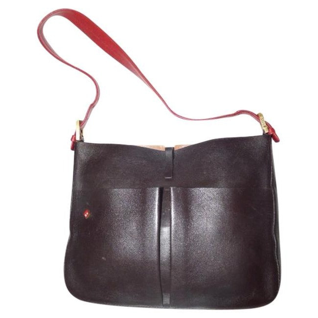 Bally Black And Red Leather Shoulder Bag