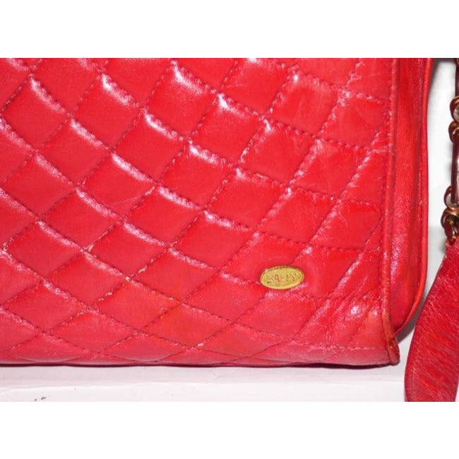 Bally Vintage Pursesdesigner Purses True Red Quilted Leather Suede Shoulder Bag