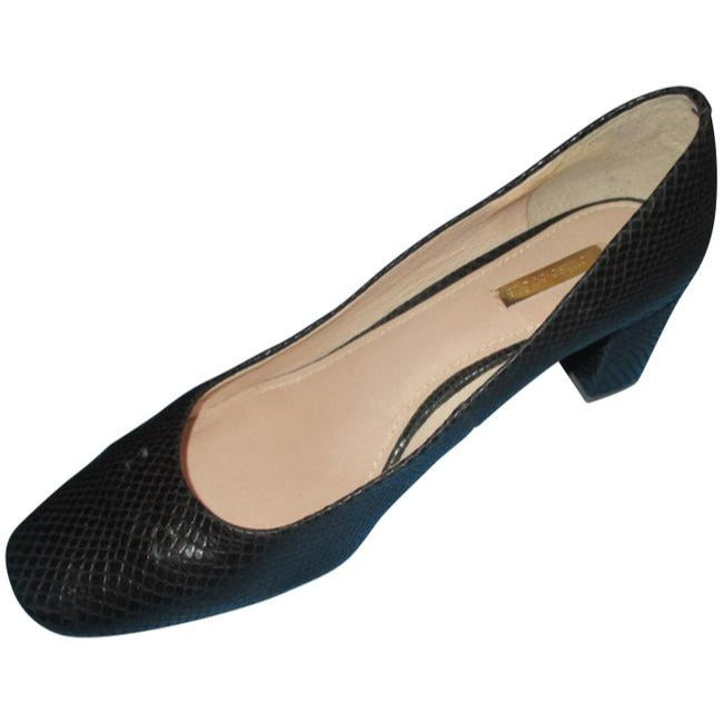 Louise Et Cie Black Lizard Design Squared Almond Toe Pumps Size Us