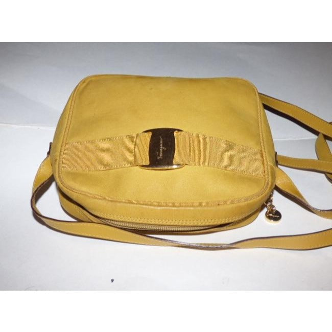 Salvatore Ferragamo Vara Ribbon Mustard Yellow Suede And Leather Cross Body Bag