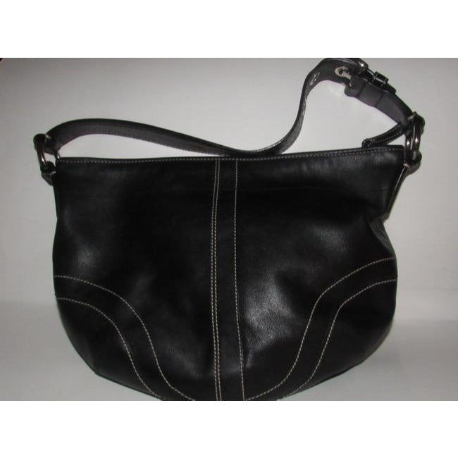 Coach Vintage Pursesdesigner Purses Black Buttery Soft Leather With White Contrast Stitching Hobo Ba