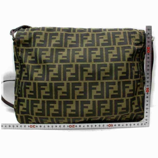 Fendi Shoulder And Cross Body Tobacco Zucco Print Leather And Canvas Messenger Bag