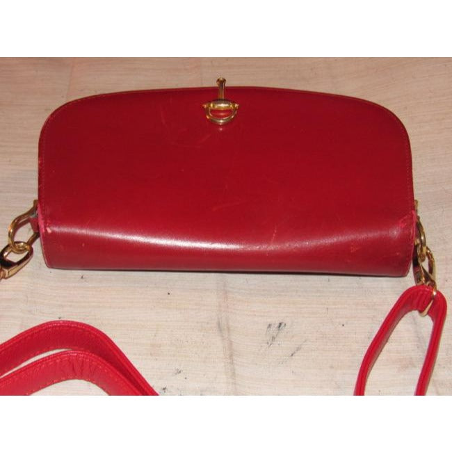 Gucci Vintage Red Leather Shoulder Bag