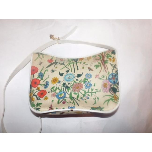 Gucci Garden Souvenir W Floral Print Gold Hardware Yellow Leather Hobo Bag