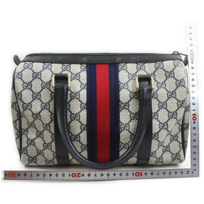 Gucci Boston Bag Guccissima With And Blue Navy G Printrednavy Stripe Leathercoated Canvas Satchel