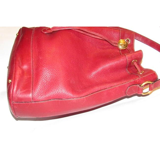 RARE, Gucci, Tom Ford era, pebbled and smooth, true red leather XL bucket style cross body/ shoulder bag