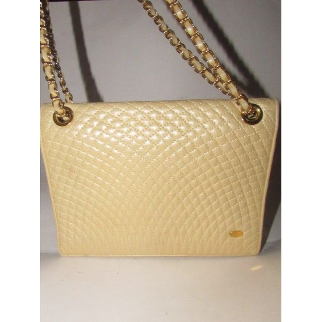 Bally Vintage Pursesdesigner Purses Pale Yellow Quilted Leather Shoulder Bag