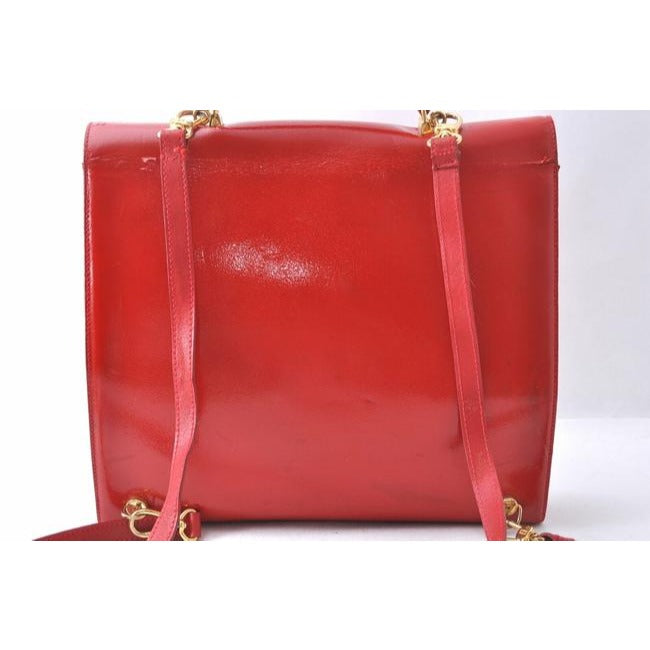 Fendi Red Leather Early Kelly Style 3 Way- Satchel Messenger Backpack