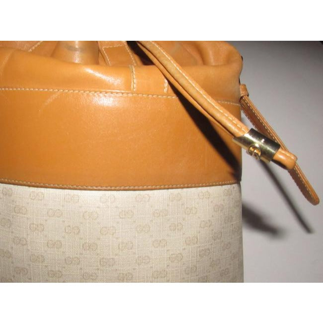 Gucci Vintage Pursesdesigner Purses Camel Leather And A Camel Small G Print On Ivory Coated Canvas S