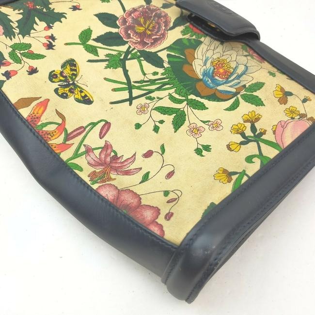 Gucci Garden Souvenir Bag Clutch Two Way Cross Body Shoulder Purse Floral Printnavy Leather Canvas A