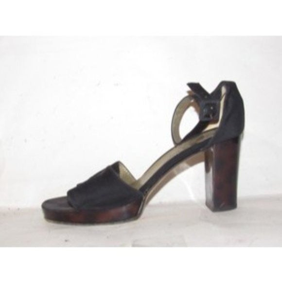 Saint Laurent MOD Black w Tortoise Shell Platform & Heel, Open Toe Dressy Sandals