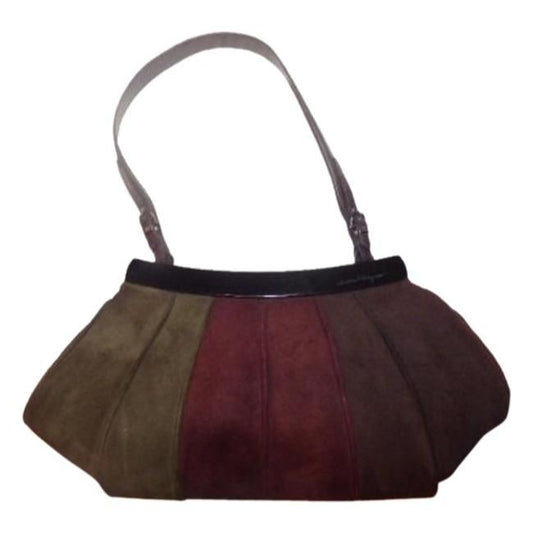 Salvatore Ferragamo Vintage Pursesdesigner Purses Multi Color Burgundy Olive Brown Leathersuede Satc