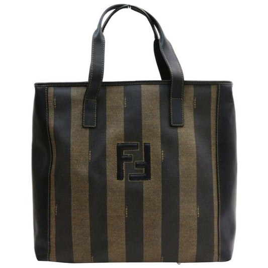 Fendi Shoulder Bag Canvasleather Bagshoulder Bagsatchel Pequin Stripebrown Coated Canvasleather Tote