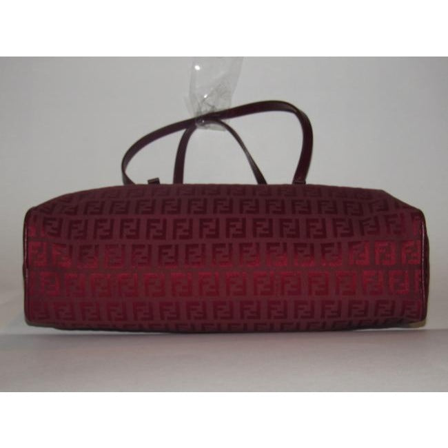 Fendi Shoulder Pursesdesigner Purses Dark Red Zucchinorose Gold Canvas And Leather Satchel