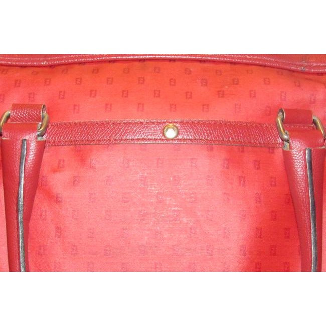 Fendi Early Sas Purse True Red Small F Or Zucchino Logo Print Coated Canvas And Leather Satchel