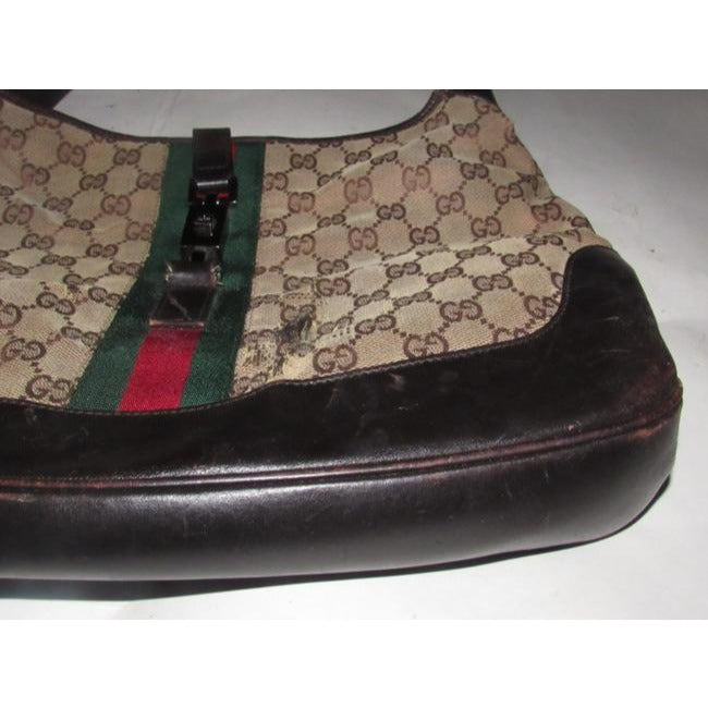 Gucci Jackie Vintage Pursesdesigner Purses Brown Leather And Gg Canvas Shoulder Bag