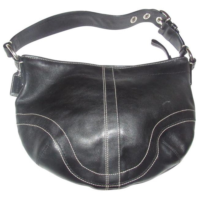 Coach Vintage Pursesdesigner Purses Black Buttery Soft Leather With White Contrast Stitching Hobo Ba