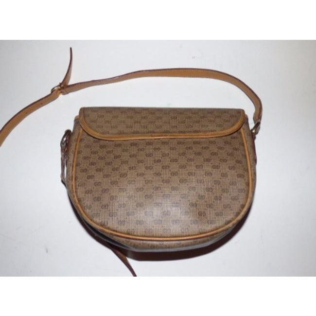 Gucci Vintage Shades Of Browns Small G Logo Print Leather Coated Canvas Cross Body