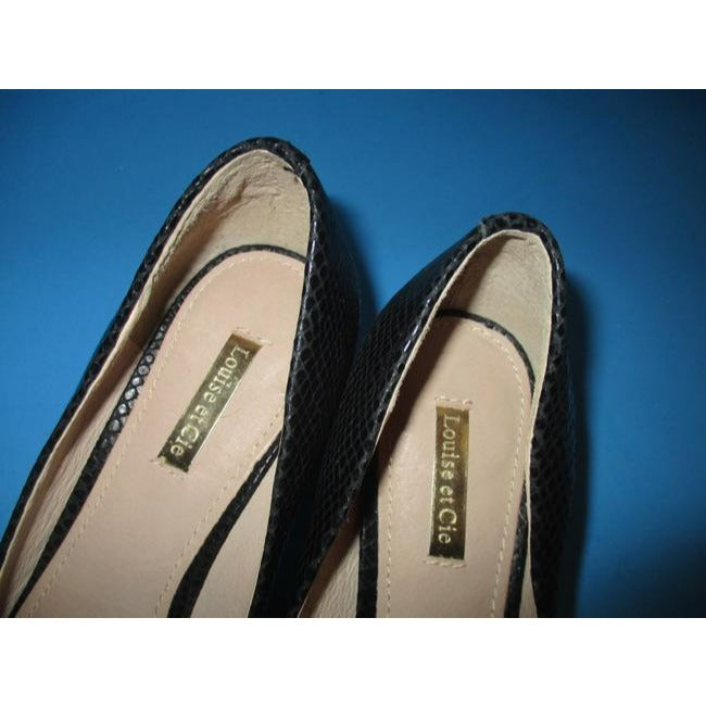 Louise Et Cie Black Lizard Design Squared Almond Toe Pumps Size Us