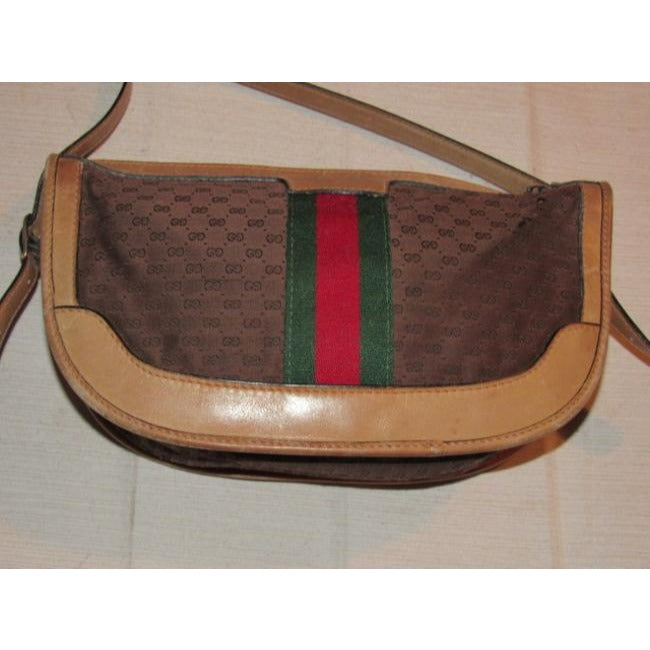 Gucci W Guccissima Canvas Leather Half Moon Shape Red Green Brown Micro G Bag