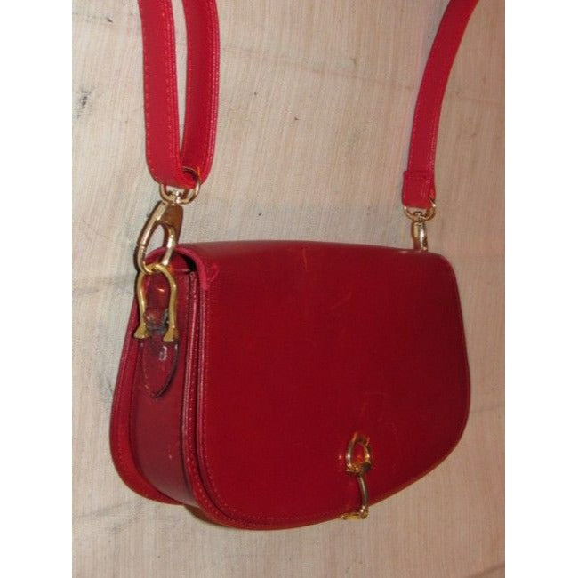 Gucci Vintage Red Leather Shoulder Bag