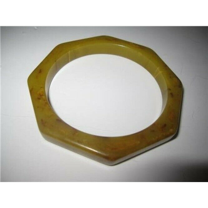 RARE Carved Octagonal Vintage Art Deco Era Peanut Butter Bakelite Bangle